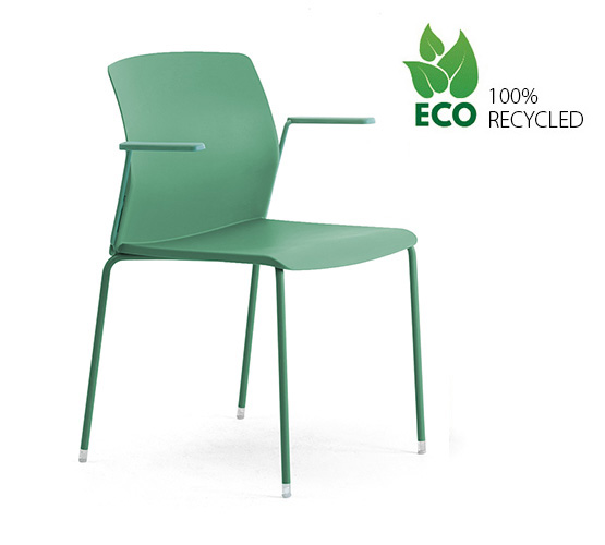 Eco-friendly plastic monocoque chair for training room, teaching, conference and convention designed for the circular economy