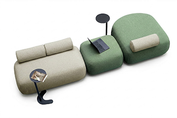 Pouf con codigo modular y diseno informal para open-space Nodo