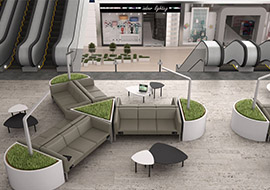 Sillon y sofa de diseno minimalista para sala de espera con cargador KOS usb